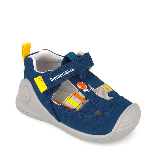 Sandale baieti, material textil, talpa flexibila, protectie degete, Biogateo Canvas, catel, blumarin, Biomecanics- 252178-B103-24-Biomecanics