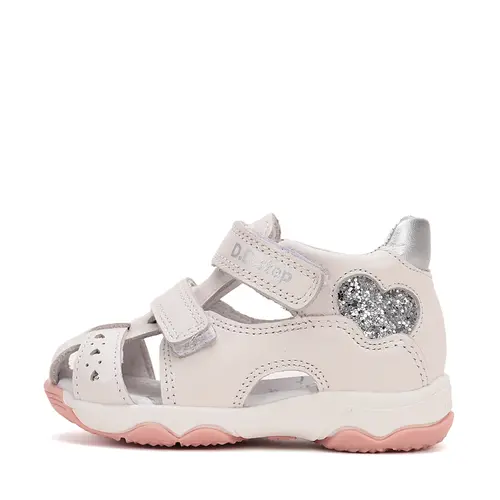 Sandale fete, piele naturala, alb, inimioare, D.D. Step- G064-51872C-25-D.D. Step