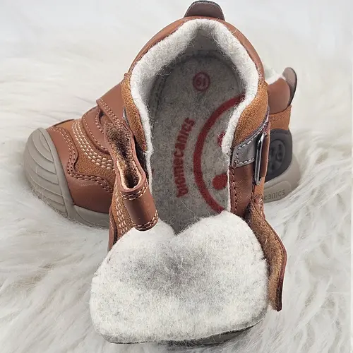 Ghete Baieti Biomecanics, piele naturala, primii pași, captuseala lana naturala, BioGateo, culoare maro - 251125-C087FB-25-