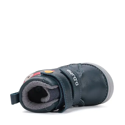 Ghete D.D Step Baieti, piele naturala, talpa flexibila, captuseala textila, bleumarin, masinuta - S071-52771-25-
