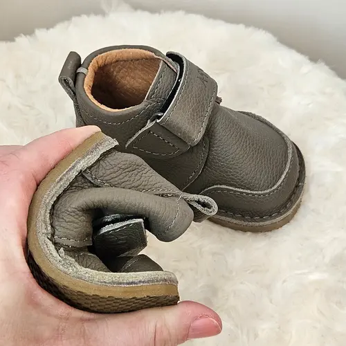 Pantofi primii pasi, barefoot Copii, talpa flexibila, kaki, Smiley- RO-500-4-24-By Pebebe