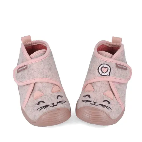 Pantofi Biomecanics fete, material textil, sustinere calcai, Biohome, roz cu pisica- 251141-B032-24-