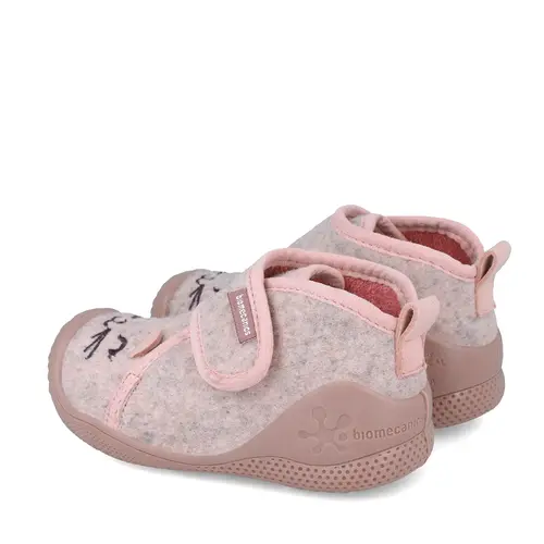 Pantofi Biomecanics fete, material textil, sustinere calcai, Biohome, roz cu pisica- 251141-B032-24-