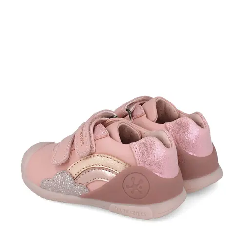 Pantofi Biomecanics Fete, piele naturala, primii pași, sustinere calcai, BioGateo, culoare roz, norisor- 251102-A193-25-