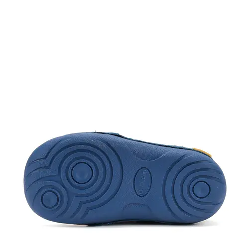 Pantofi D.D. Step baieti, primii pasi, piele naturala, talpa flexibila, albastru, girafa- S015-52874A-24-