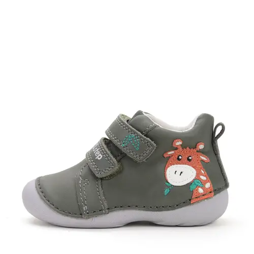 Pantofi D.D. Step baieti, primii pasi, piele naturala, talpa flexibila, khaki, girafa- S015-52874-24-