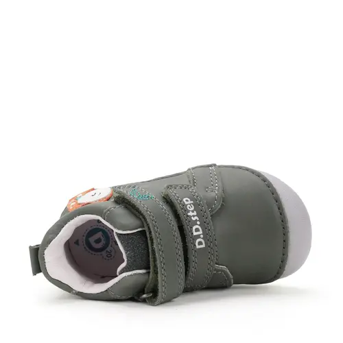 Pantofi D.D. Step baieti, primii pasi, piele naturala, talpa flexibila, khaki, girafa- S015-52874-24-