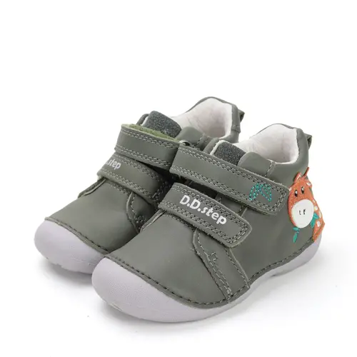 Pantofi D.D. Step baieti, primii pasi, piele naturala, talpa flexibila, khaki, girafa- S015-52874-24-