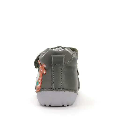 Pantofi D.D. Step baieti, primii pasi, piele naturala, talpa flexibila, khaki, girafa- S015-52874-24-
