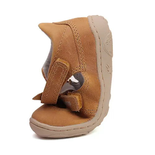 Pantofi D.D.Step copii, barefoot, piele naturala, decupati, primii pași, camel- H077-51734D-25-D.D. Step