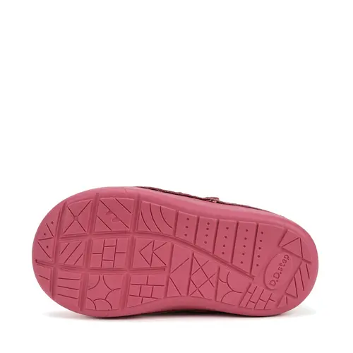 Pantofi D.D. Step fete, piele naturala, primii pasi, talpa felxibila, roz inchis, floricele- S066-52737-25-