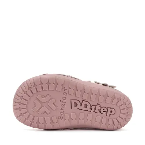 Pantofi D.D Step fete, primii pasi, piele naturala, barefoot, roz deschis, floare- S070-52656-25-