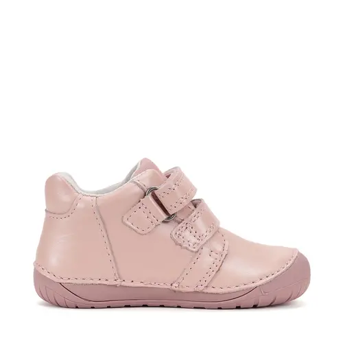 Pantofi D.D Step fete, primii pasi, piele naturala, barefoot, roz deschis, floare- S070-52656-25-