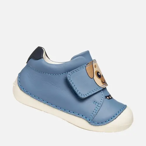 Pantofi primii pasi Geox, piele naturala, talpa flexibila, Tutim albastru- B3539C-00085-C4128-22-GEOX