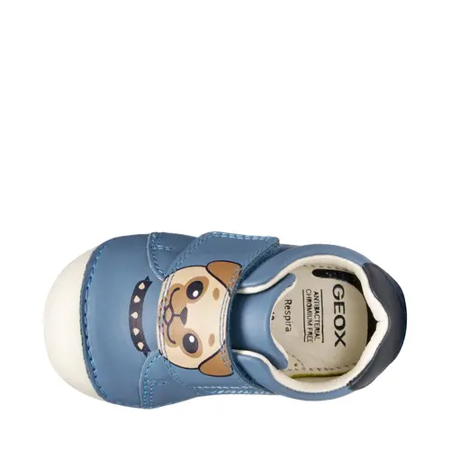 Pantofi primii pasi Geox, piele naturala, talpa flexibila, Tutim albastru- B3539C-00085-C4128-22-GEOX