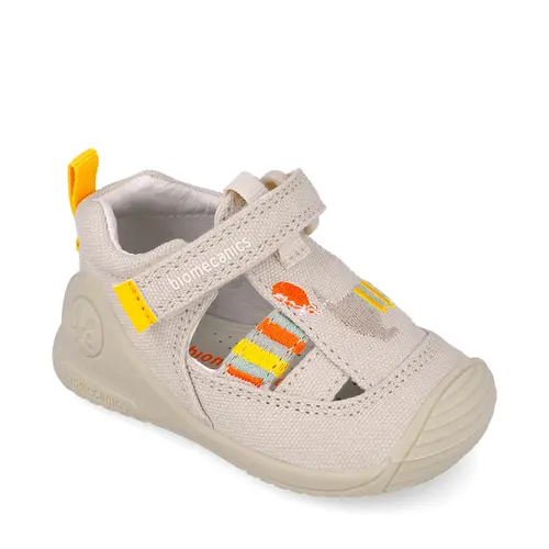 Sandale baieti, material textil, talpa flexibila, protectie degete, Biogateo Canvas, catel, bej, Biomecanics- 252178-B103-23-Biomecanics