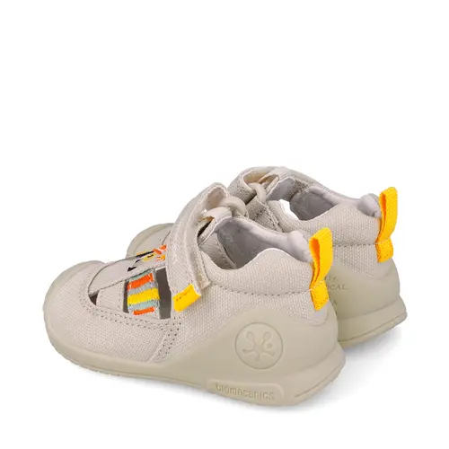 Sandale baieti, material textil, talpa flexibila, protectie degete, Biogateo Canvas, catel, bej, Biomecanics- 252178-B103-23-Biomecanics