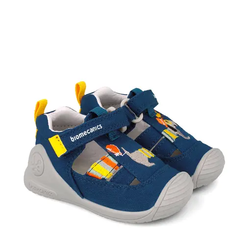 Sandale baieti, material textil, talpa flexibila, protectie degete, Biogateo Canvas, catel, blumarin, Biomecanics- 252178-A089-24-Biomecanics