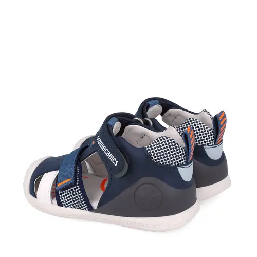 Sandale Biomecanics baieti, piele naturala, talpa flexibila, protectie degete, Biogateo Casual, bleumarin- 252117-A183-24-Biomecanics