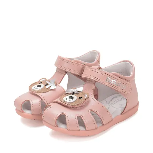 Sandale D.D. Step Copii, piele naturala, talpa flexibila, roz deschis, ursulet- G075-51284D-24-D.D. Step