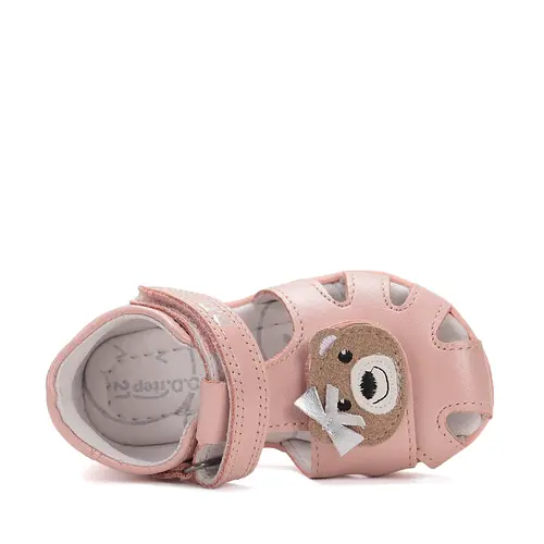Sandale D.D. Step Copii, piele naturala, talpa flexibila, roz deschis, ursulet- G075-51284D-24-D.D. Step