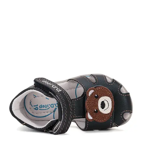 Sandale D.D. Step Copii, piele naturala, talpa flexibila, bleumarin, ursulet- G075-51284-24-D.D. Step