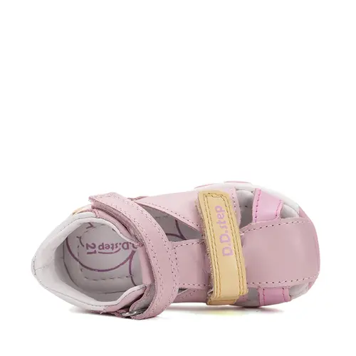 Sandale D.D. Step fete, piele naturala, roz, floare, D.D. Step- G064-51611F-25-D.D. Step