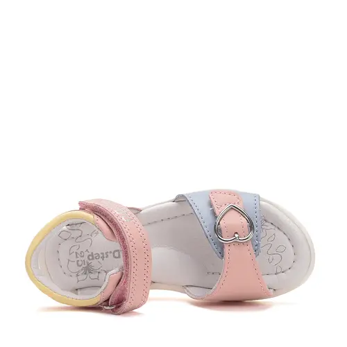 Sandale D.D. Step fete, piele naturala, varf deschis, roz,- G055-51402AM-30-D.D. Step