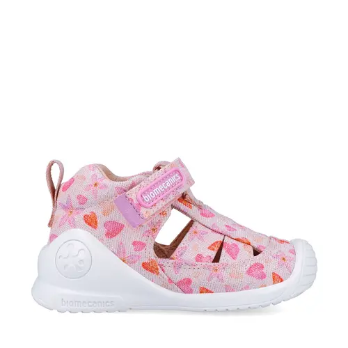 Sandale fete, material textil, talpa flexibila, protectie degete, Biogateo Canvas, roz print, Biomecanics- 252185-A032-24-Biomecanics