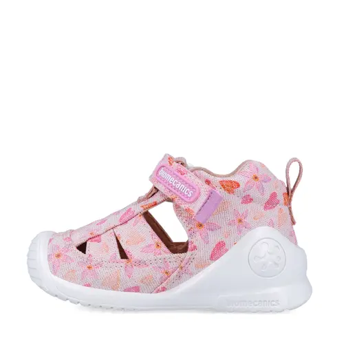 Sandale fete, material textil, talpa flexibila, protectie degete, Biogateo Canvas, roz print, Biomecanics- 252185-A032-24-Biomecanics