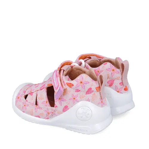Sandale fete, material textil, talpa flexibila, protectie degete, Biogateo Canvas, roz print, Biomecanics- 252185-A032-24-Biomecanics