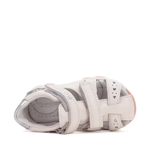 Sandale fete, piele naturala, alb, inimioare, D.D. Step- G064-51872C-25-D.D. Step