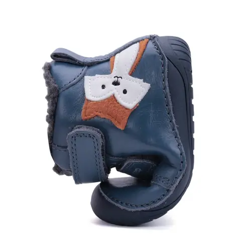 Ghete Barefoot baieti, D.D Step, piele naturala, captuseala din blana, albastru, pisica - W070-52301-25-