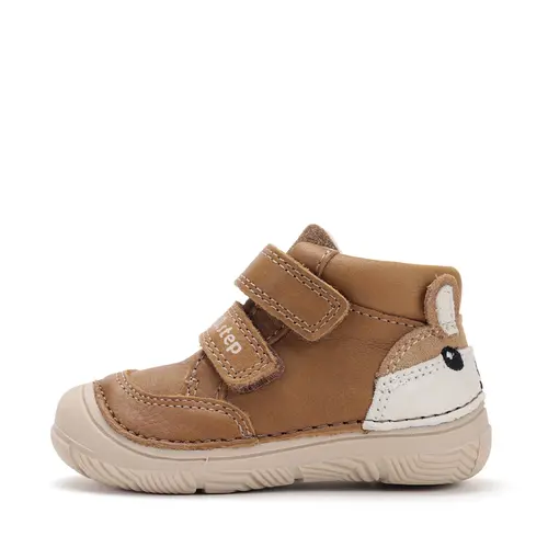 Ghete D.D Step copii, piele naturala, captuseala din piele, talpa flexibila, maro cu animalut- S082-52873B-25-D.D. Step