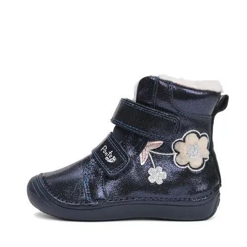 Ghete cu supinatie pentru copii, piele naturala, talpa ferma, captuseala blana ecologica, bleumarin sidef, Ponte20 - DA07-5-2243M-29-