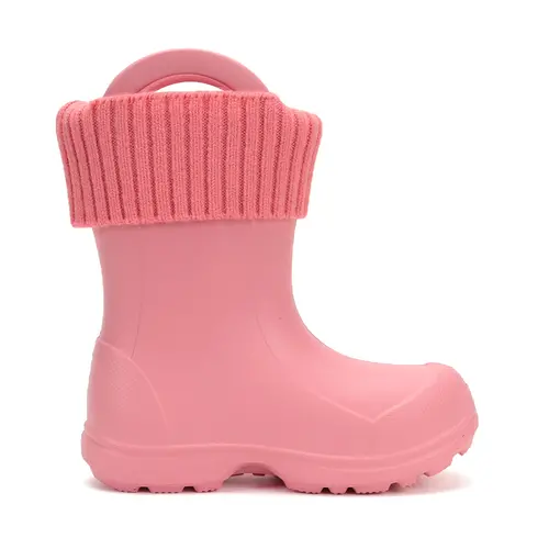 Cizme de ploaie pentru fete, roz, din cauciuc cu interior textil detașabil, brant termic – D.D.Step - I106-52697-30/31-