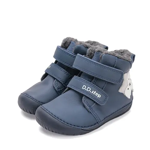 Ghete Barefoot baieti, D.D Step, piele naturala, captuseala din blana, bleumarin, pisica- W070-52301A-25-D.D. Step Ghete Barefoot baieti, D.D Step, piele naturala, captuseala din blana, bleumarin, pisica- W070-52301A-25-D.D. Step