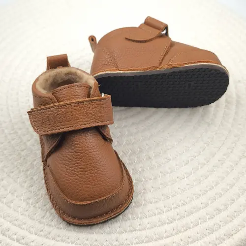 Ghete barefoot pentru copii, primii pasi, piele naturala, captuseala din blana, talpa flexibila, maro, Smiley- RO-600-5-22- Ghete barefoot pentru copii, primii pasi, piele naturala, captuseala din blana, talpa flexibila, maro, Smiley- RO-600-5-22-