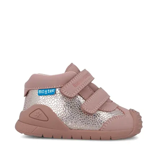 Ghete Biomecanics Fete, piele naturala, primii pași, BioGateo, culoare roz print- 251134-D032-25-Biomecanics