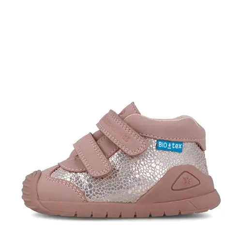 Ghete Biomecanics Fete, piele naturala, primii pași, BioGateo, culoare roz print- 251134-D032-25-Biomecanics