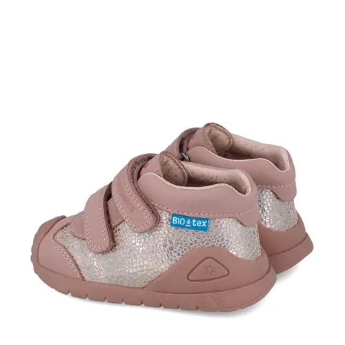 Ghete Biomecanics Fete, piele naturala, primii pași, BioGateo, culoare roz print- 251134-D032-25-Biomecanics