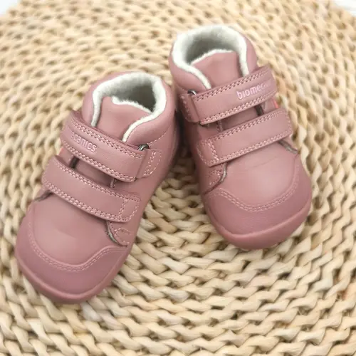 Ghete Biomecanics Wider fete, piele naturala, primii pași, captuseala lana naturala, BioGateo, roz prafuit cu puisor- 251153-A159FB-26-Biomecanics
