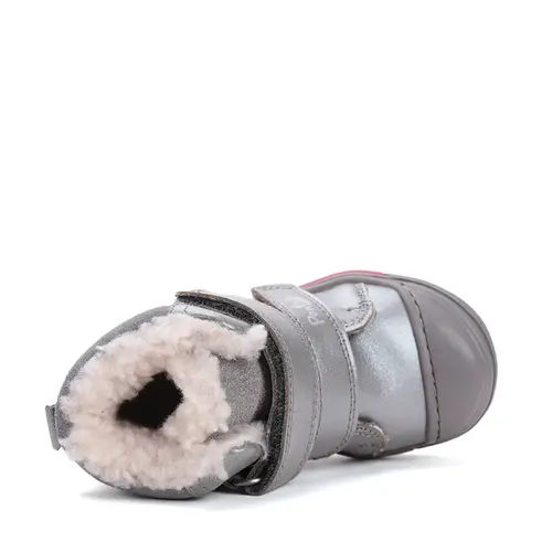 Ghete cu supinatie pentru copii, piele naturala, talpa ferma, captuseala blana ecologica, gri, Ponte20- DA07-5-2491C-27-Ponte20