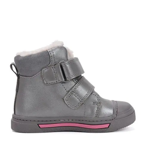 Ghete cu supinatie pentru copii, piele naturala, talpa ferma, captuseala blana ecologica, gri, Ponte20- DA07-5-2491C-27-Ponte20