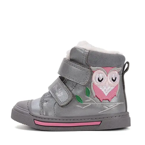 Ghete cu supinatie pentru copii, piele naturala, talpa ferma, captuseala blana ecologica, gri, Ponte20- DA07-5-2491C-27-Ponte20