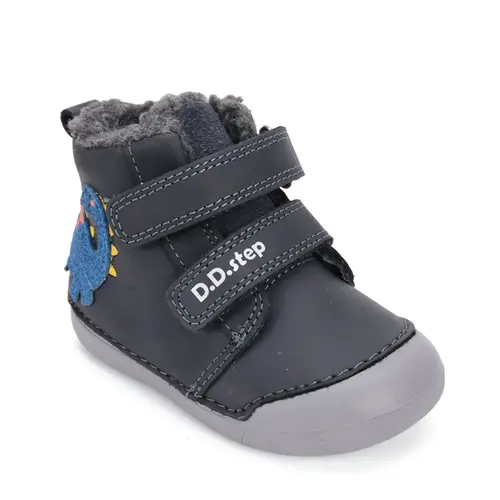 Ghete D.D.Step baieti, piele naturala, imblanite, bleumarin, dinozaur - W066-52525-25-