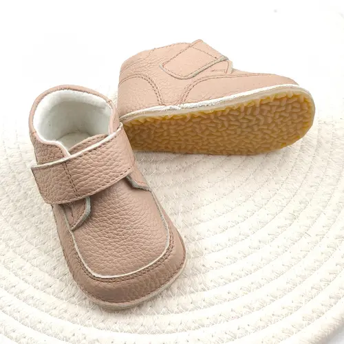 Ghete primii pasi, piele naturala, scai, captuseala textila, talpa din cauciuc, cappuccino - RO-17-10-23-