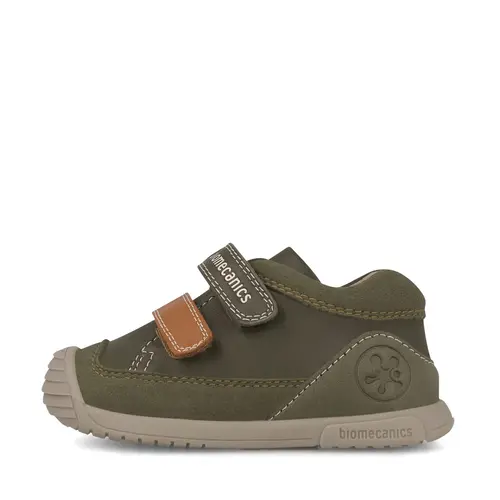 Pantofi Biomecanics baieti, piele naturala, primii pași, sustinere calcai, BioGateo, khaki- 251124-B788-25-Biomecanics