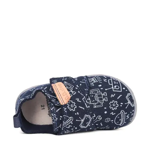 Pantofi copii de interior din material textil, barefoot, talpa flexibila, bleumarin cu imprimeu, D.D Step- C086-52717M-31-D.D. Step Pantofi copii de interior din material textil, barefoot, talpa flexibila, bleumarin cu imprimeu, D.D Step- C086-52717M-31-D.D. Step