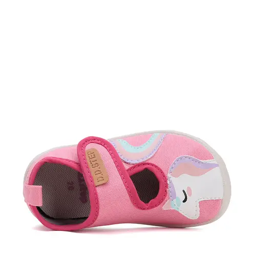 Pantofi copii de interior, barefoot, material textil, decupati, talpa flexibila, roz, D.D Step- C086-51838M-31-D.D. Step